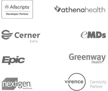 integrations-homepage-mobile-nov2018 Logos of the EMR/PM system companies that integrate with Phreesia.