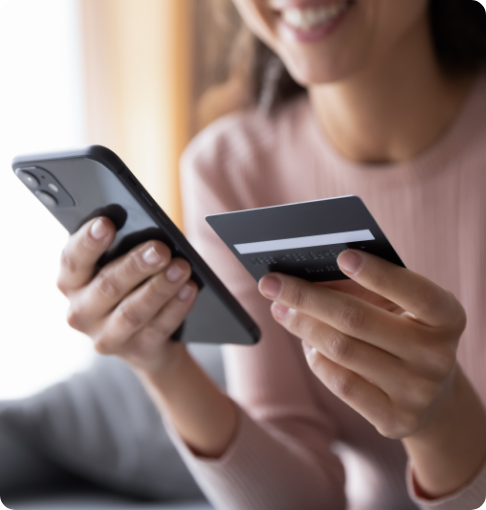 Oncology patient making a mobile payment using a credit card