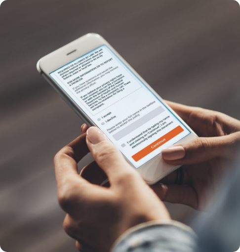 Signing digital consent form on mobile phone