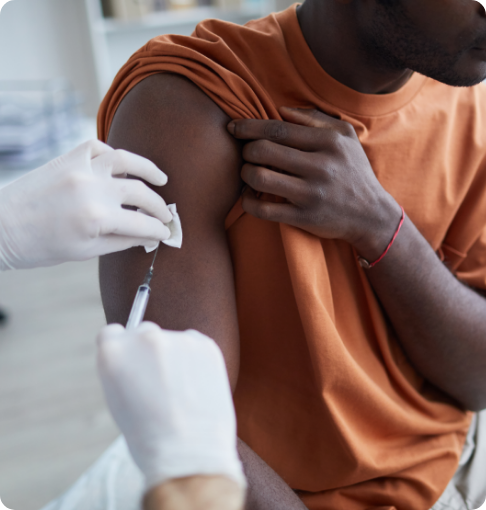 Patient receiving immunization