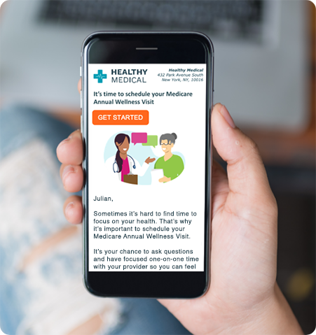 Health campaign on mobile phone to schedule an annual wellness visit