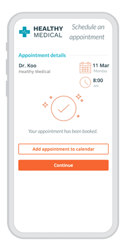 Appointment confirmation screen on mobile phone