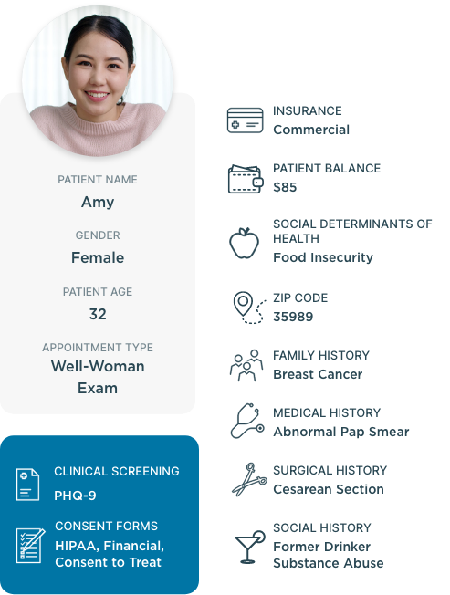 Health systems infographic showing patient's demographic information