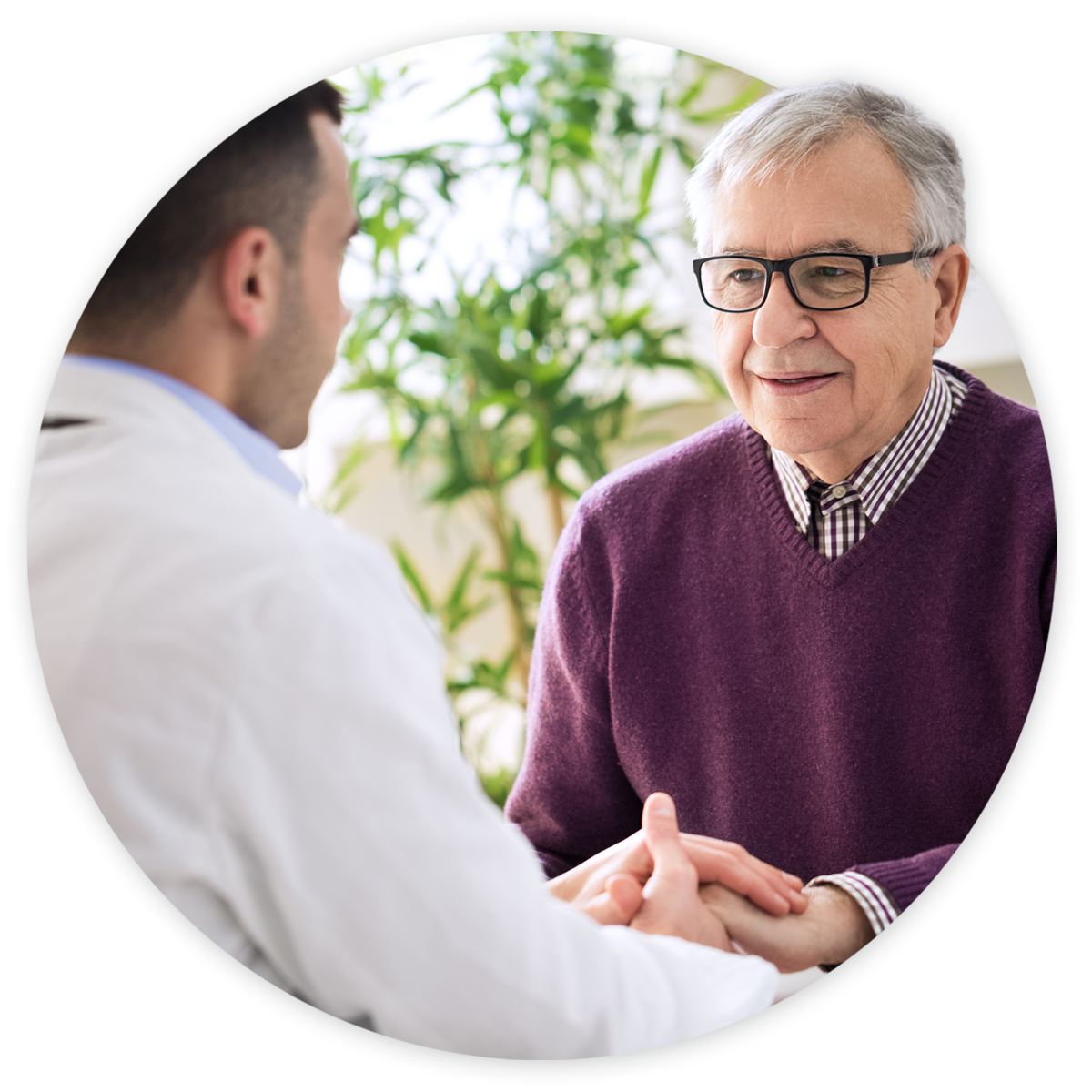 Internal medicine doctor talking to older male patient