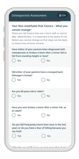 Osteoporosis assessment survey on mobile phone