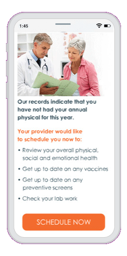 Pre-visit outreach campaign on mobile phone followed by self-scheduling a doctor's visit