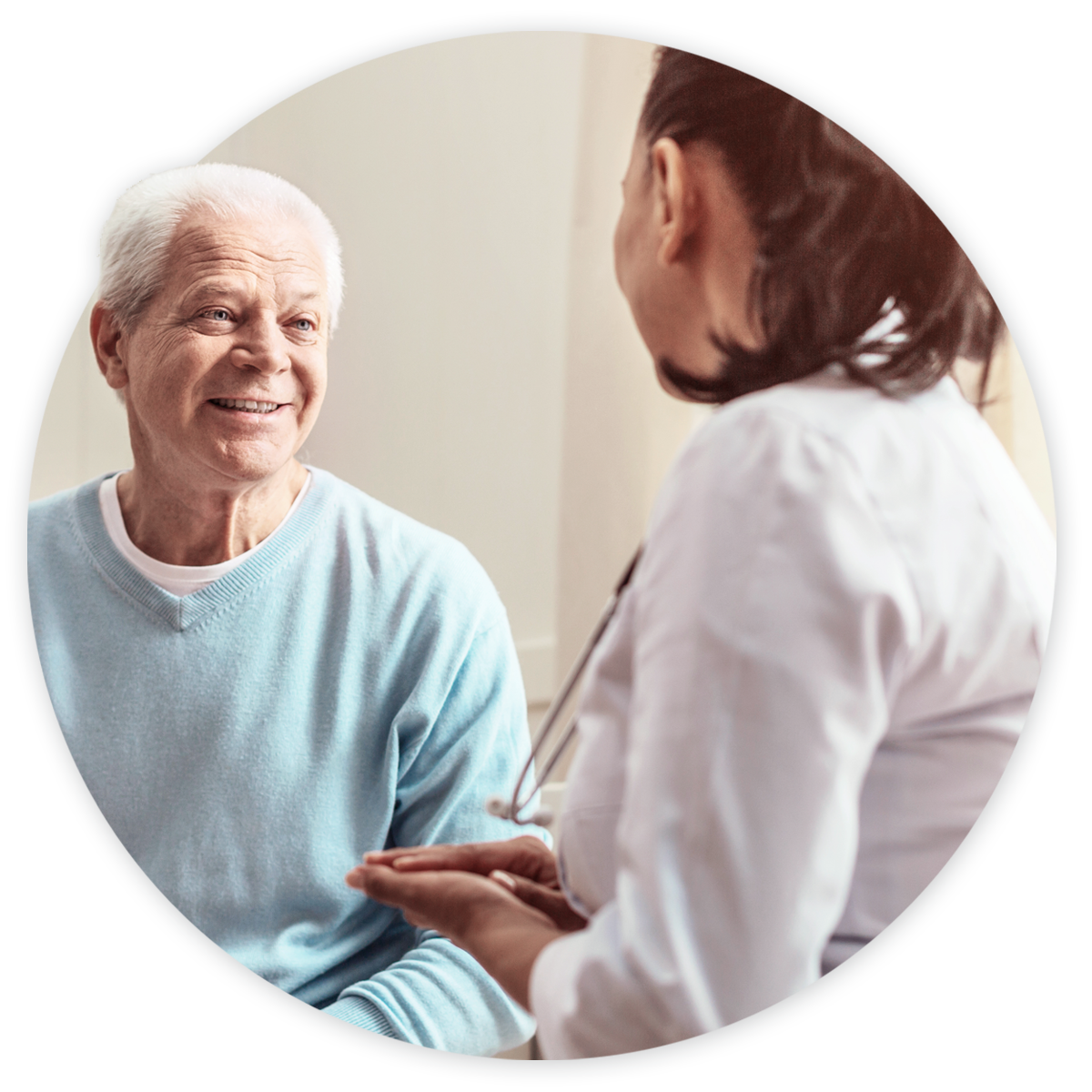 Urology-banner Urologist talking to older male patient
