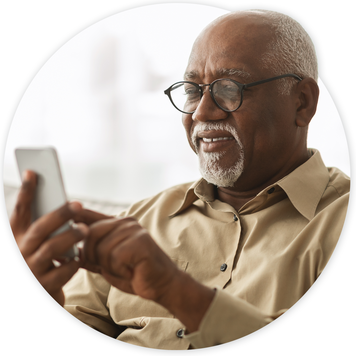 Older man looking at cellphone