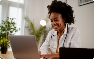 Nurse on computer