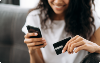 Patient making a payment on mobile phone