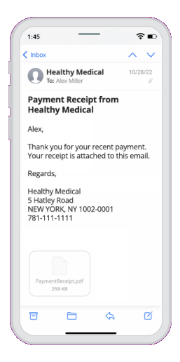 Phone screen showing a payment receipt