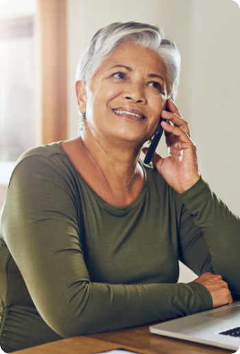 Woman talking on phone with doctor