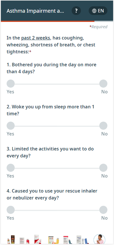 Asthma questionnaire screenshot
