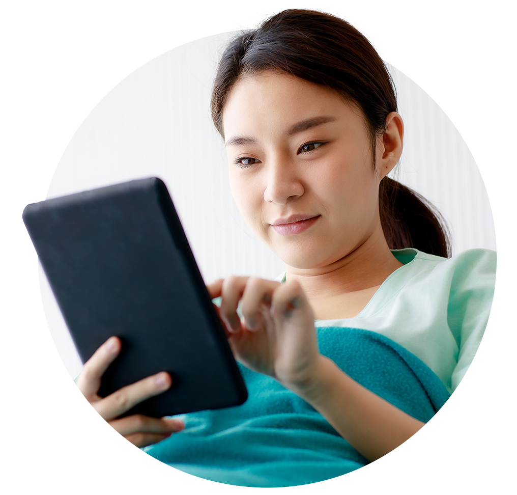 Girl looking at Access eforms on ipad