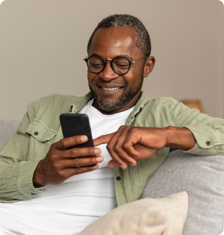 Man interacting with mobile phone