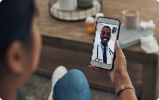 Patient facetiming doctor on phone