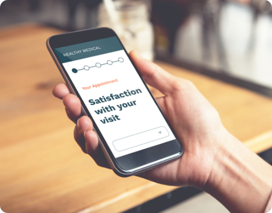 Patient taking satisfaction survey on mobile