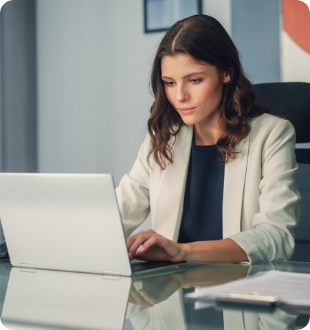 Woman using MIPS on laptop computer