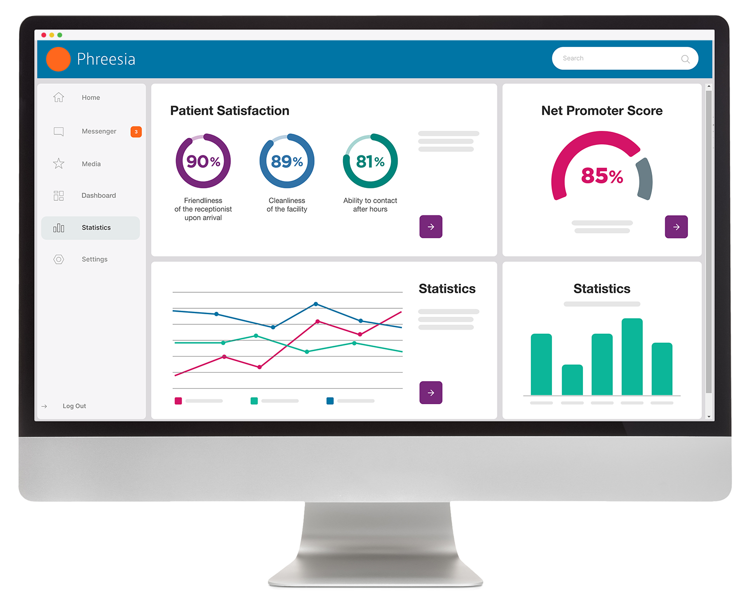 Illustration of patient satisfaction screen on desktop