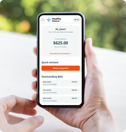 Patient viewing bills on mobile with Phreesia Bill Pay