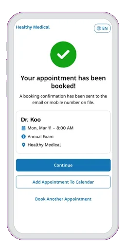 STATIC - Appointment confirmation screen on mobile phone animation