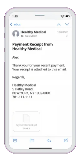 STATIC - Screenshot of email of a copay bill