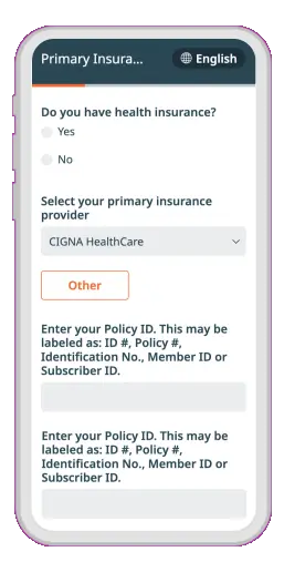 STATIC - Filling out insurance information on mobile phone