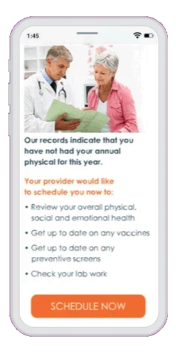 STATIC - Screenshot of appointment reminder email being sent on mobile phone