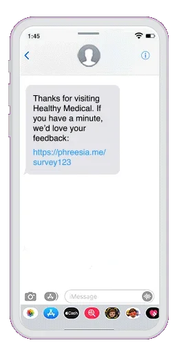 STATIC - Filling out post-visit office survey on mobile phone