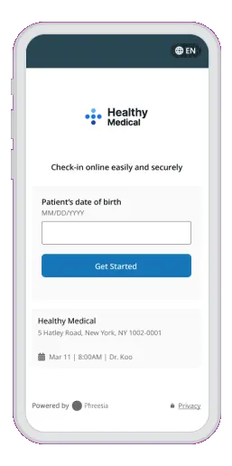 STATIC - Check-in screen and demographic screen on mobile