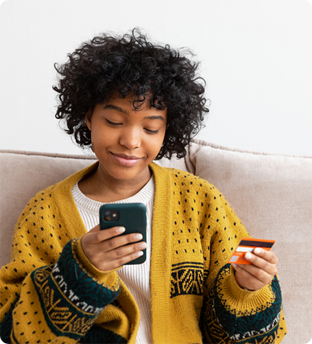 Girl making mobile payment on phone
