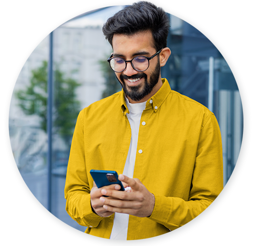 Man looking at mobile phone