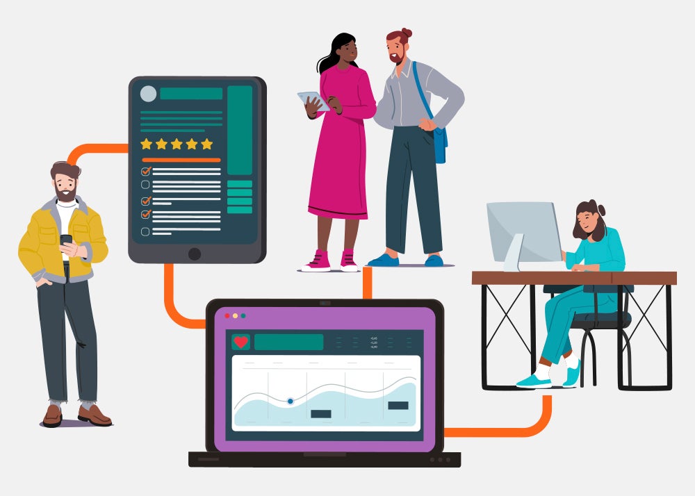 Illustration of technology and people