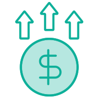 Money sign with arrows pointing up