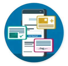 Illustration of phone Phreesia dashboard
