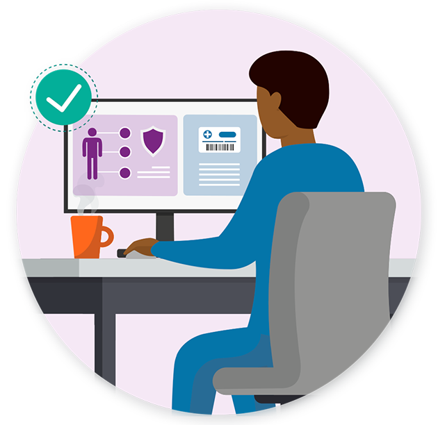 EandB_banner_webVersion Illustration of man working on computer and looking at EB screen