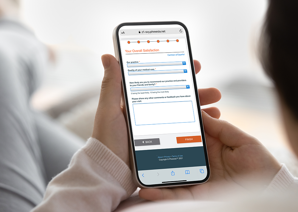 Phreesia patient survey example on phone