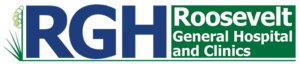 Roosevelt General Hospital and Clinics logo with blue and green text and a wheat stalk icon on the left side