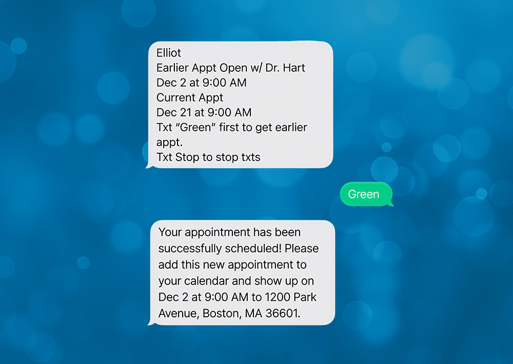 text message bubbles showing 2 way communication