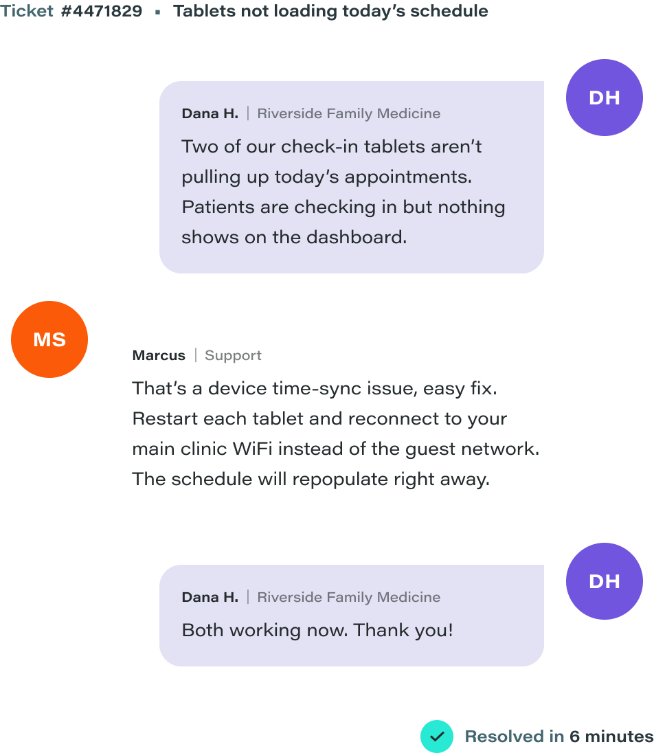 Phreesia support conversation example