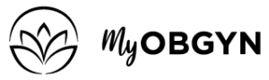 MyOBGYN logo featuring a stylized lotus flower icon next to the text "MyOBGYN" in modern typography