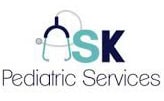 ASK Pediatric Services logo featuring a stethoscope icon and text in teal and dark blue