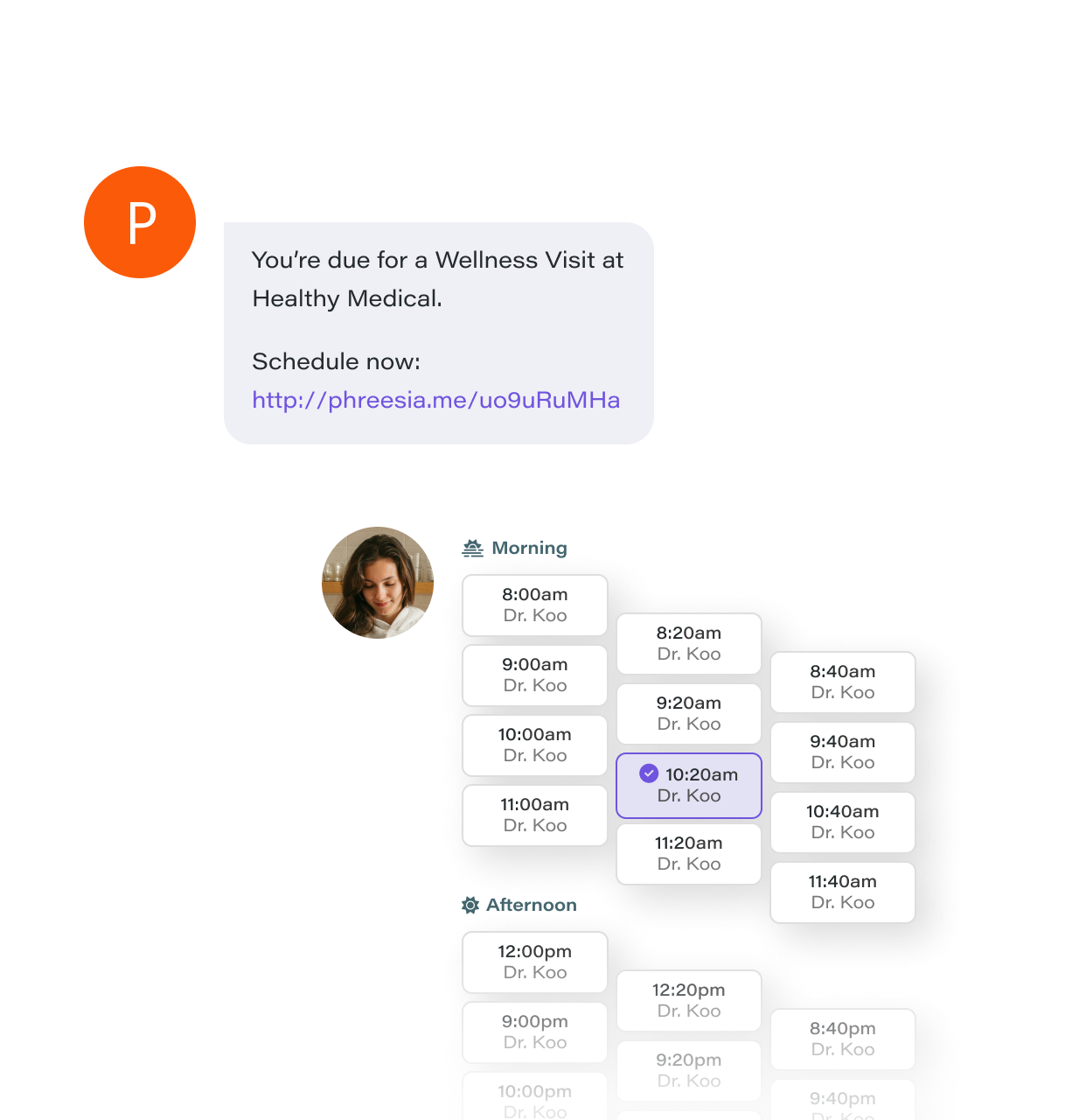UI of appointment selection