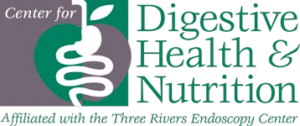 Center for Digestive Health & Nutrition logo featuring a stylized stomach and intestines symbol, affiliated with Three Rivers Endoscopy Center