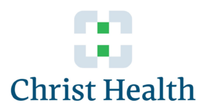 Christ Health logo featuring a stylized cross in green and blue, with "Christ Health" text below in dark blue