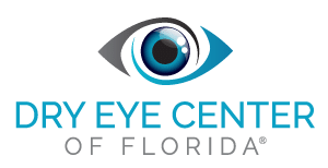 Dry Eye Center of Florida logo featuring a stylized blue eye with a dark pupil above teal text reading "Dry Eye Center of Florida