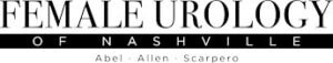 Female Urology of Nashville logo with names Abel, Allen, Scarpero displayed below the main text and a black horizontal bar accent