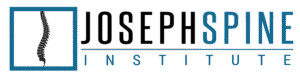 Joseph Spine Institute logo featuring a stylized spine illustration in a blue square next to the text "Joseph Spine Institute" in black and blue letters