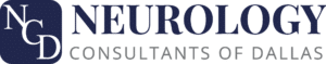 Neurology Consultants of Dallas logo with navy blue square containing white "NGD" initials and company name in dark blue text