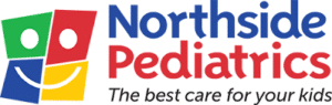 Northside Pediatrics logo featuring colorful geometric shapes with a smiling face and the text "Northside Pediatrics - The best care for your kids